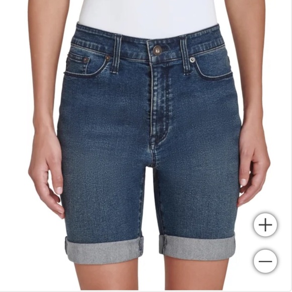NWT DKNY Women's Denim Bermuda Short dark blue - Picture 1 of 6